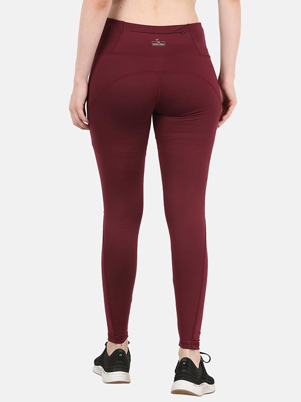 Buy CLOVIA High-Rise Active Tights in Maroon with Side Pocket | Shoppers  Stop