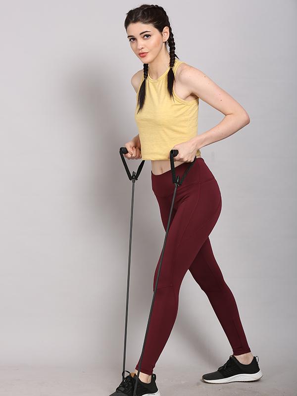 Women Stretchable Spandex Gym Leggings Tights with Side Zip Pocket