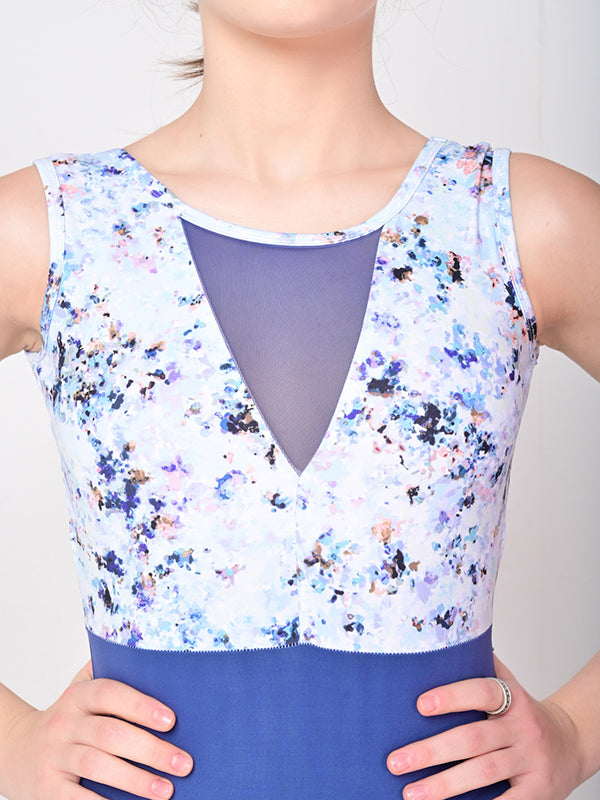 Women Bodysuit in Blue Floral Print