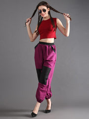 Magenta - Black Relaxed Fit Pants