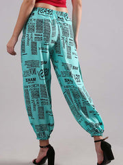 Aqua Blue Printed Dance Pants