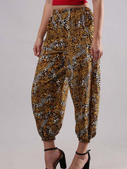 Leopard Print Arabian Slit Harem Pants