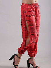 Red Printed Harem Pants