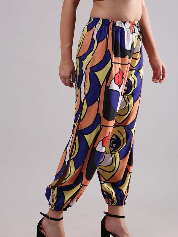 Feel playful in the carnival theme print of our Colorful Plus Size Cotton Harem  Pants. Bright colors env… | Cotton harem pants, Harem pants, Drop crotch harem  pants