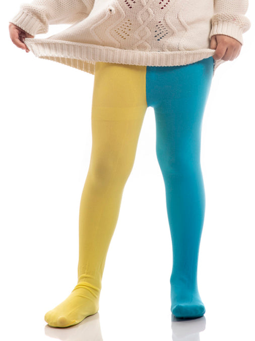Yellow-SkyBlue Footed Ballet Tights