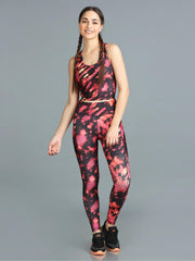 Stylish Printed Co-ord Activewear Leggings and Padded Sports Top Set - Daisy