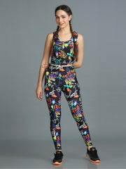 Stylish Printed Co-ord Activewear Leggings and Padded Sports Top Set - Hannah
