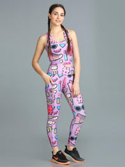 Stylish Printed Co-ord Activewear Leggings and Padded Sports Top Set - Athena