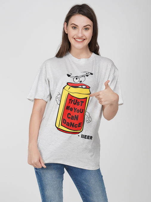 Grey Trust me you can Dance Funky Printed T-shirt