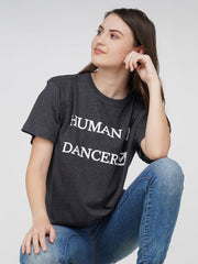 Grey Human Dancer Print T-Shirt For Men