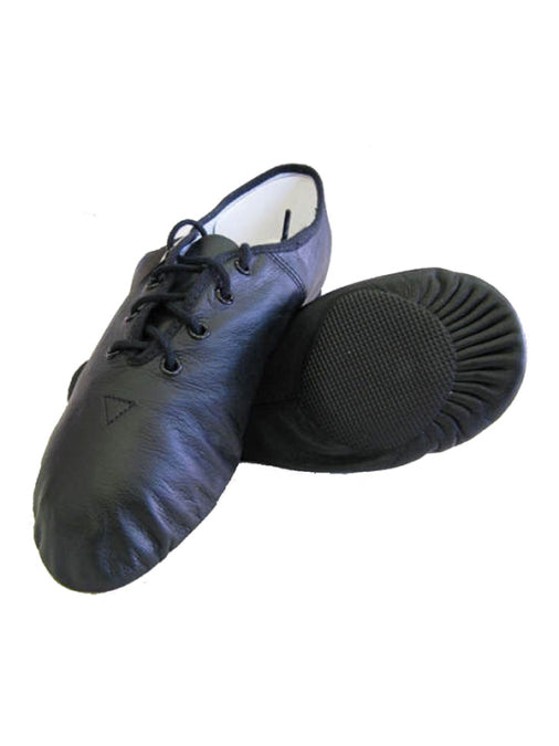 Black leather jazz dance shoes with laces