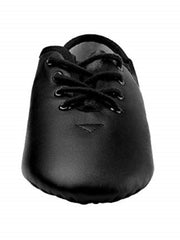 Front picture of black leather jazz dance shoes with laces