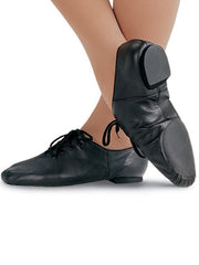 Black leather jazz dance shoes