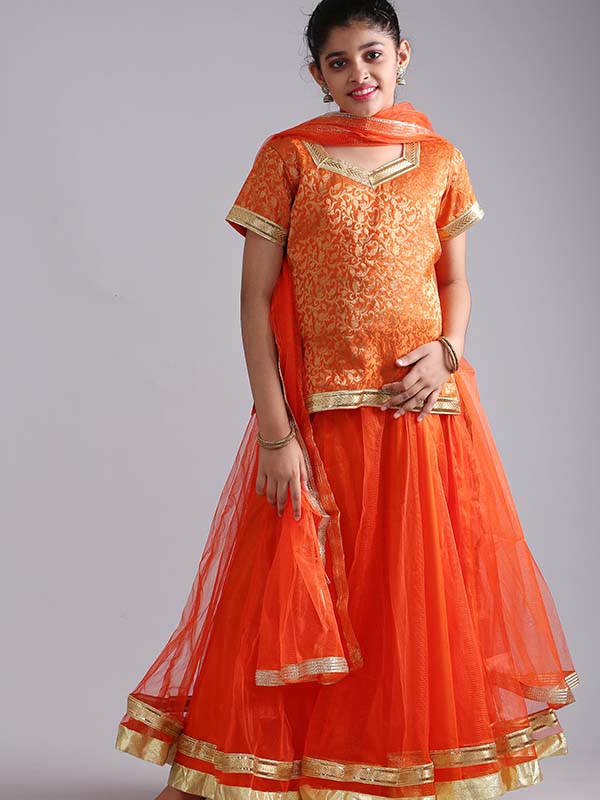 Orange kathak Dress For Girls