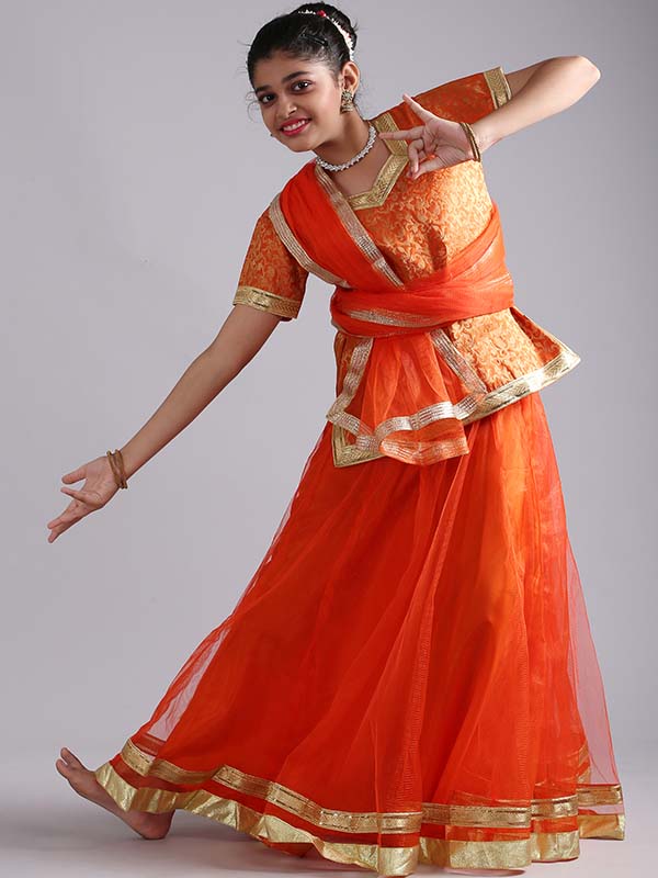 Orange Kathak Dance Dress
