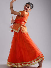 Orange Kathak Anarkali Style Costume