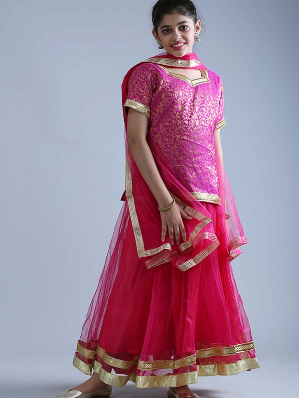 Pink kathak Dress For Girls