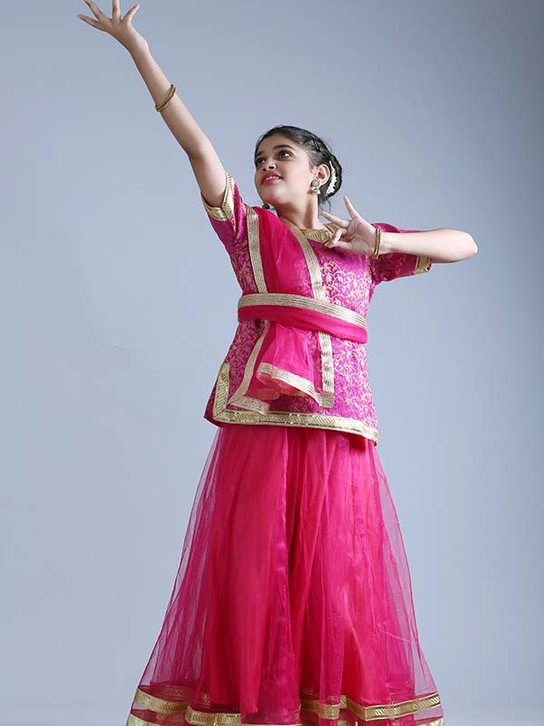 Kathak Dance Dress Angarakha Style - Blue and Golden Combination –  Sanskriti Fancy Dresses