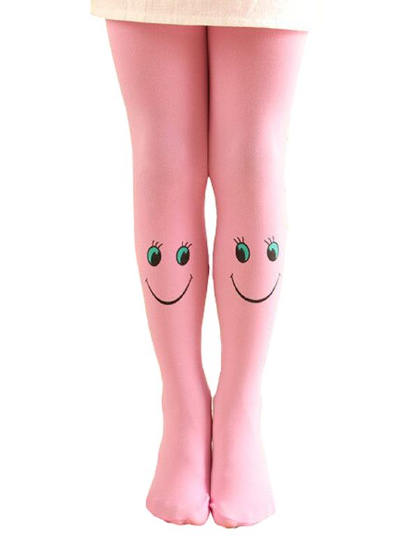 Light Pink Color Smiley Face Ballet Stockings for Kids