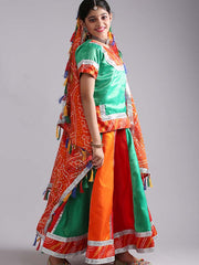 Multi Green Rajasthani Ghoomar Dress