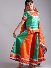 Multi Green Rajasthani Folk Dance Dress