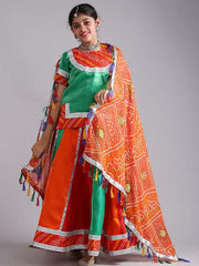 Multi Green Rajasthani Dandiya Dress