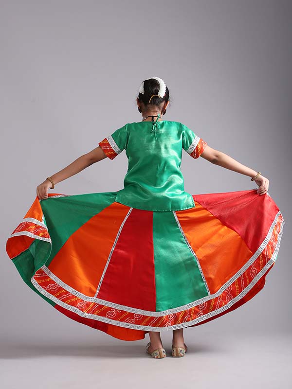 Multi Green Rajasthani Folk Dance Costume