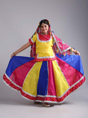 Multi Yellow Rajasthani Dandiya Dress