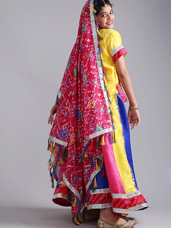 Multi Yellow Rajasthani Folk Dance Dress