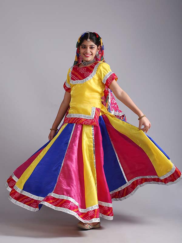 Multi Yellow Rajasthani Dance Dress