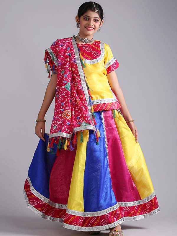 Multi Yellow Rajasthani Dance Costume