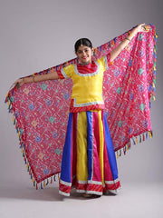 Yellow Rajasthani Dance Dress For Girls