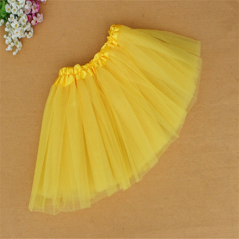 3 Layered Yellow Ballet Tutu Skirt for 3-8 Years Kids